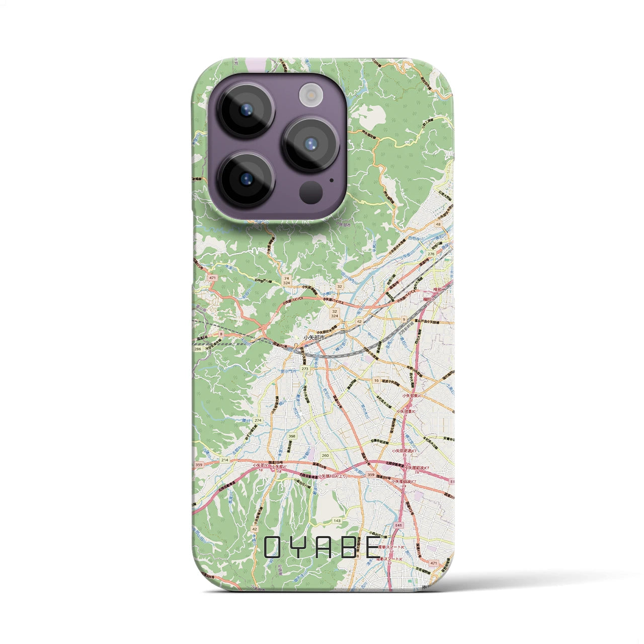【小矢部(富山県)】地図柄iPhoneケース(バックカバータイプ)ナチュラル・iPhone 14 Pro 用