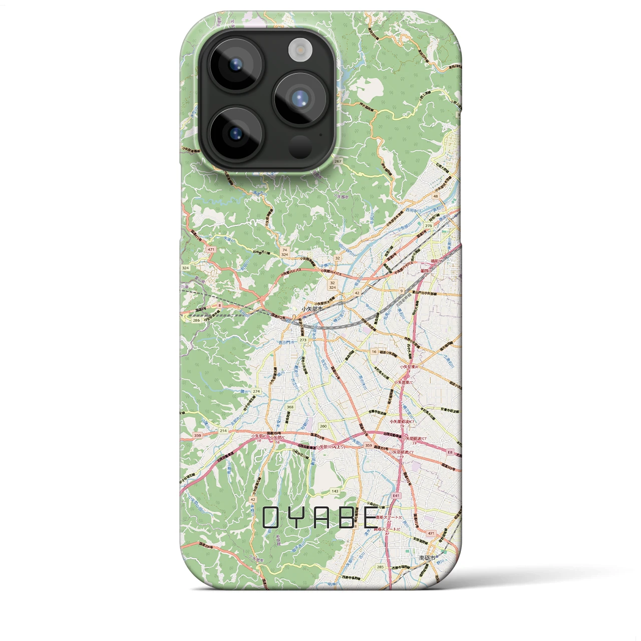 【小矢部(富山県)】地図柄iPhoneケース(バックカバータイプ)ナチュラル・iPhone 15 Pro Max 用