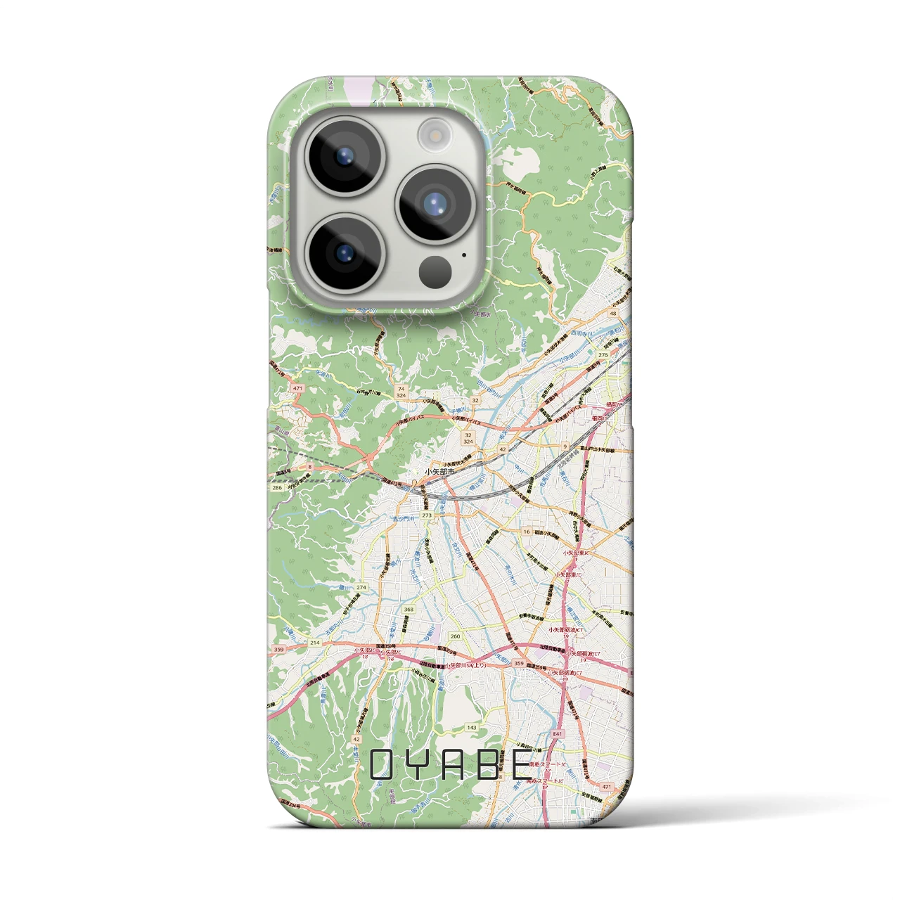 【小矢部(富山県)】地図柄iPhoneケース(バックカバータイプ)ナチュラル・iPhone 15 Pro 用
