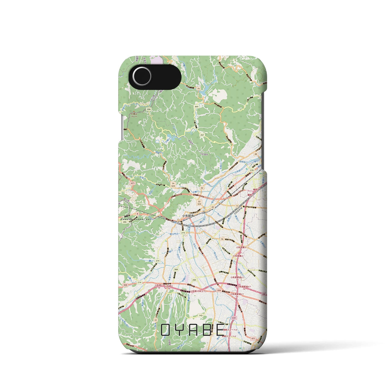 【小矢部(富山県)】地図柄iPhoneケース(バックカバータイプ)ナチュラル・iPhone SE(第3 / 第2世代) / 8 / 7 / 6s / 6 用