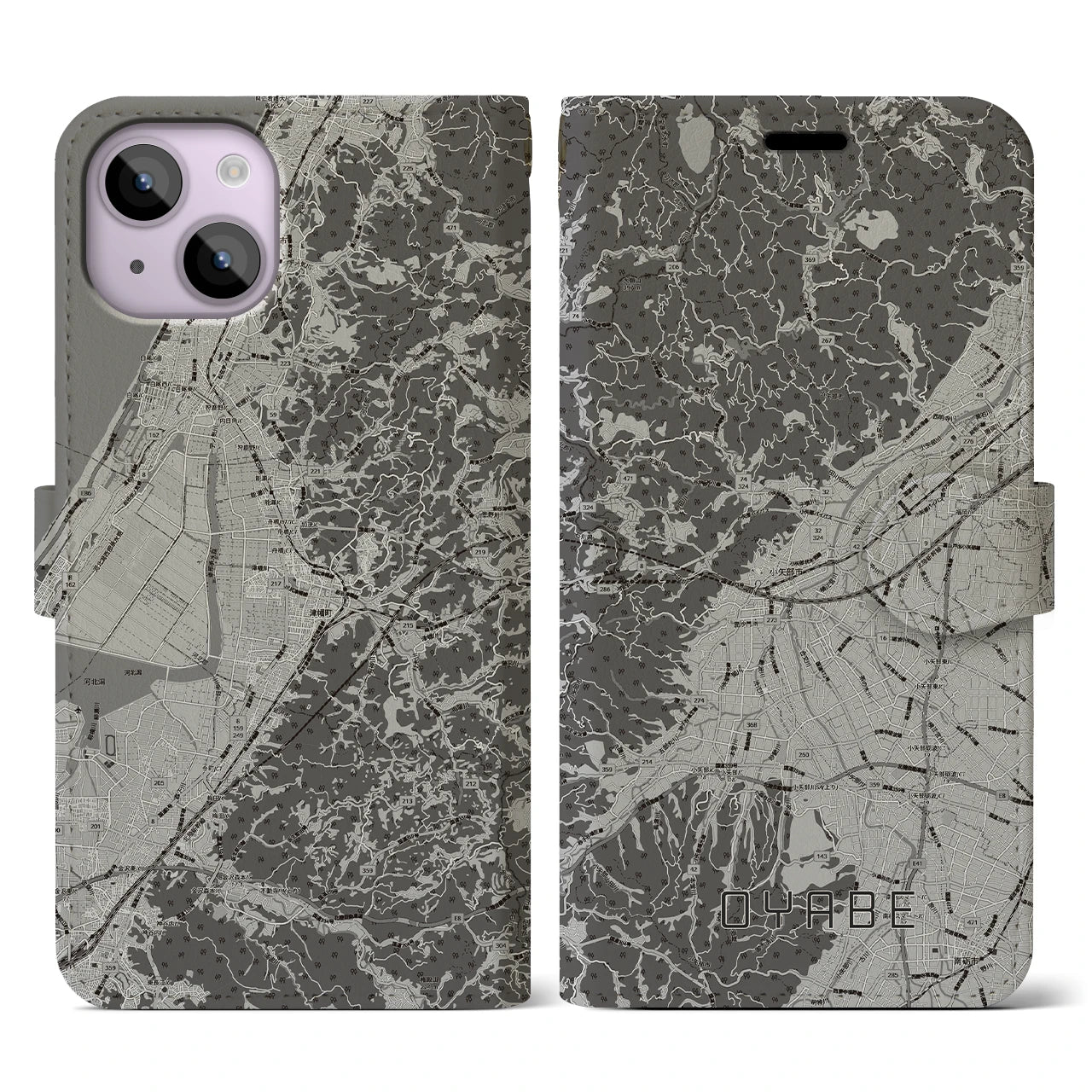 【小矢部(富山県)】地図柄iPhoneケース(手帳タイプ)