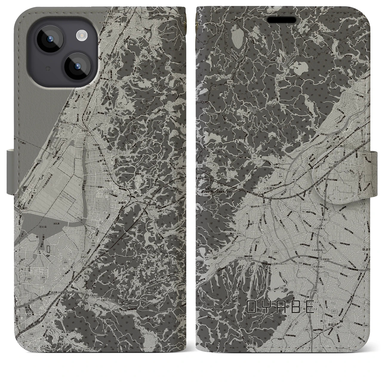 【小矢部(富山県)】地図柄iPhoneケース(手帳タイプ)