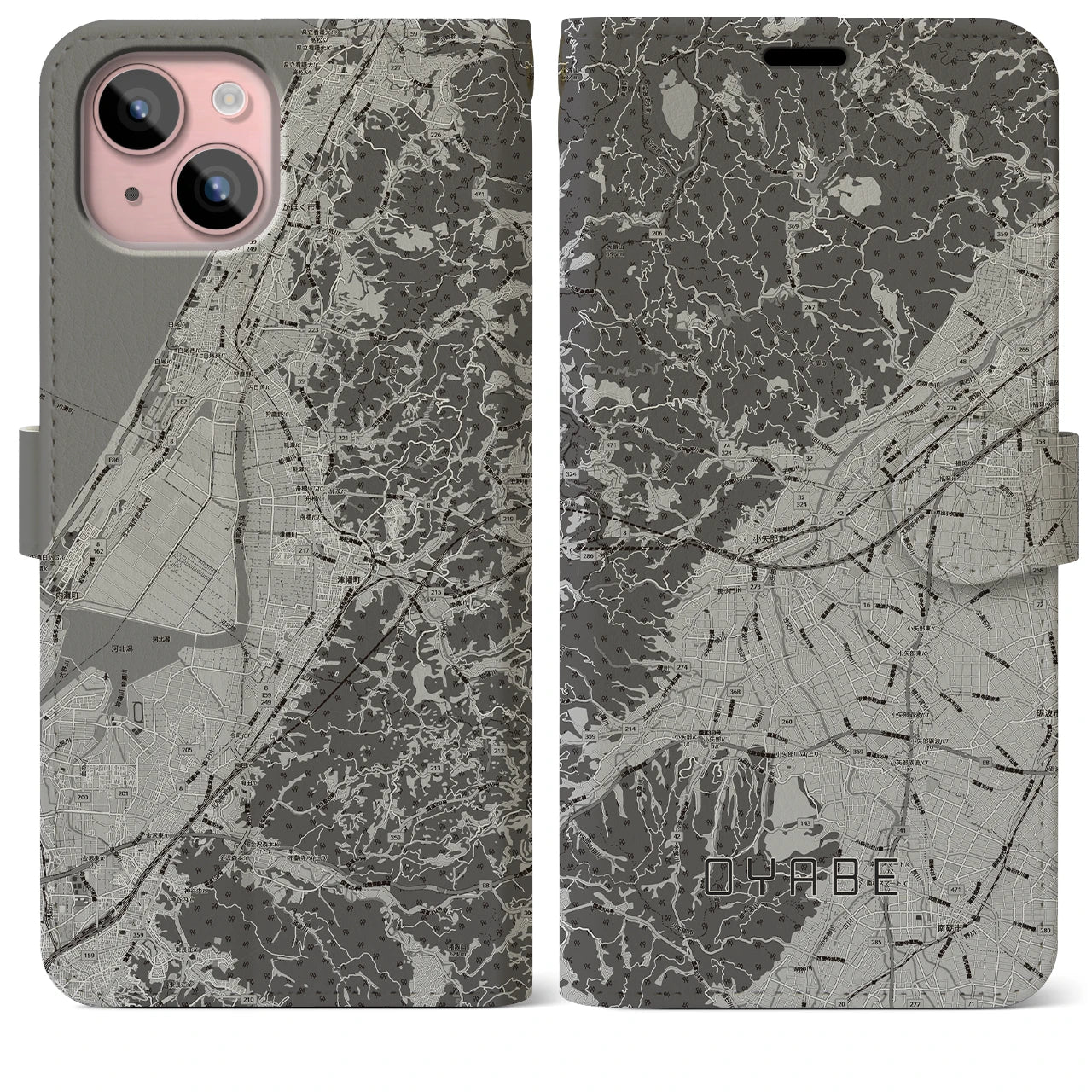 【小矢部(富山県)】地図柄iPhoneケース(手帳タイプ)