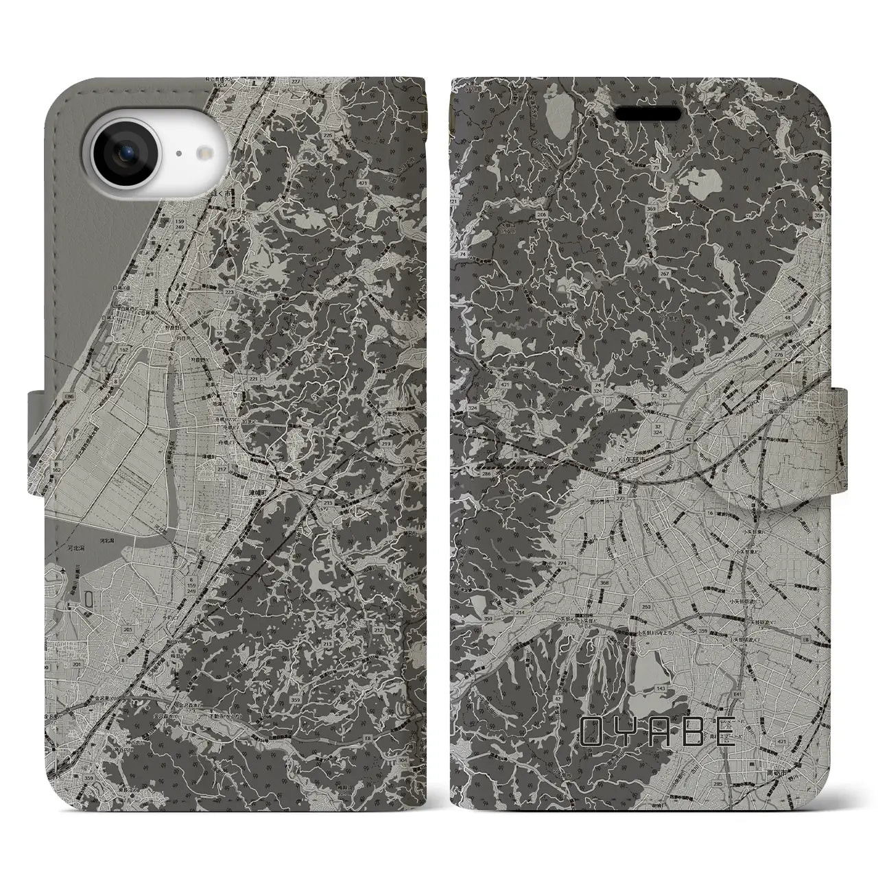 【小矢部(富山県)】地図柄iPhoneケース(手帳タイプ)