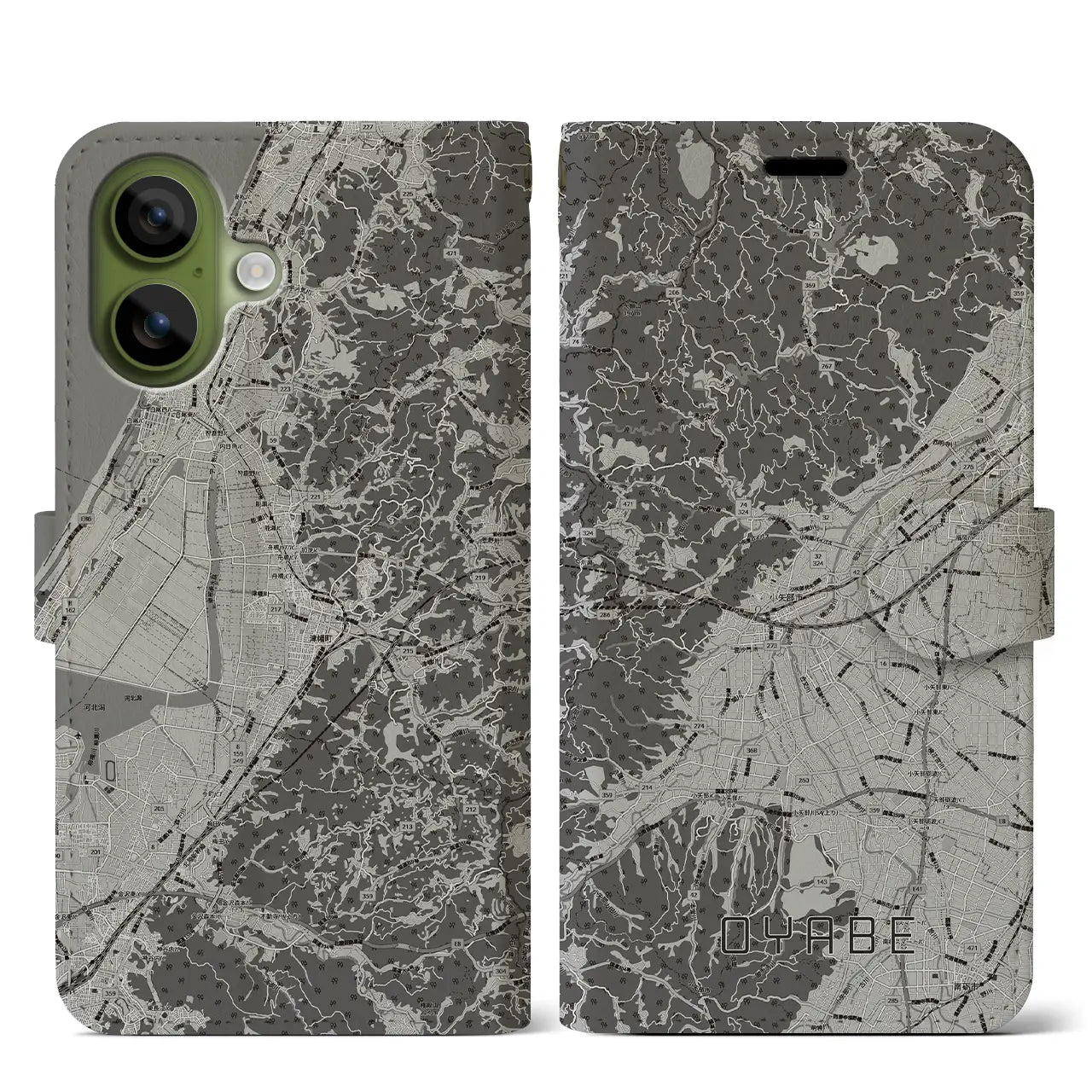 【小矢部(富山県)】地図柄iPhoneケース(手帳タイプ)