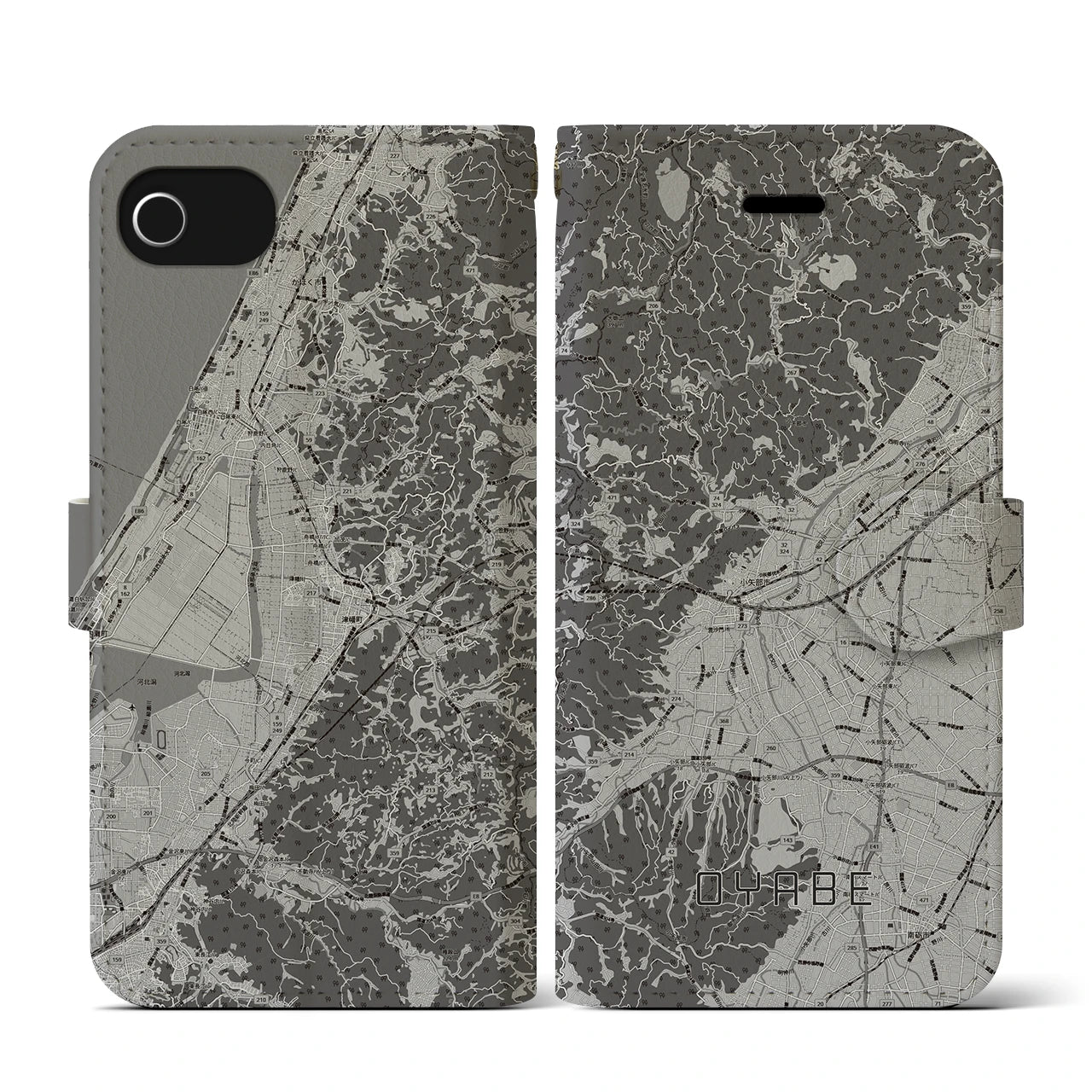 【小矢部(富山県)】地図柄iPhoneケース(手帳タイプ)