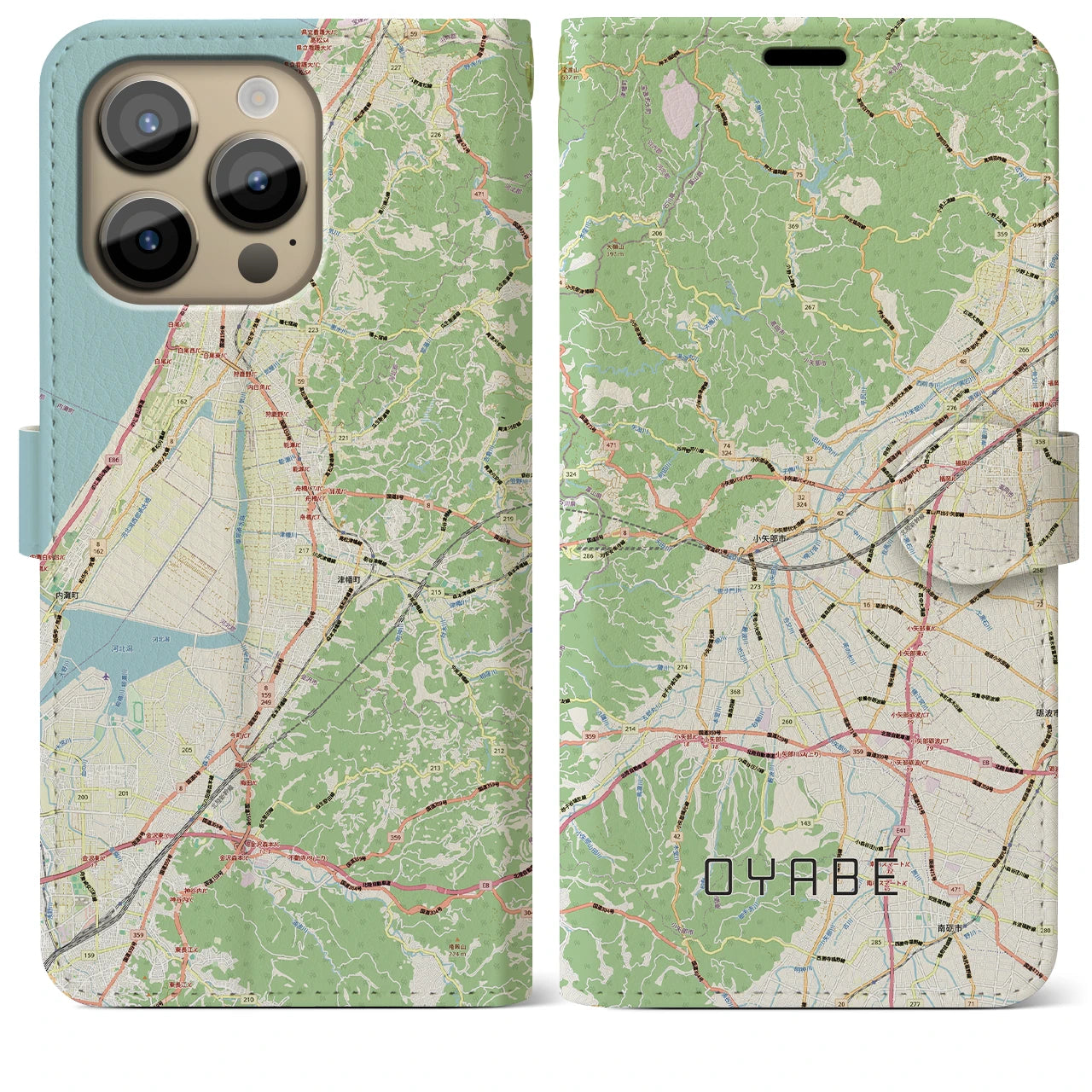 【小矢部(富山県)】地図柄iPhoneケース(手帳タイプ)