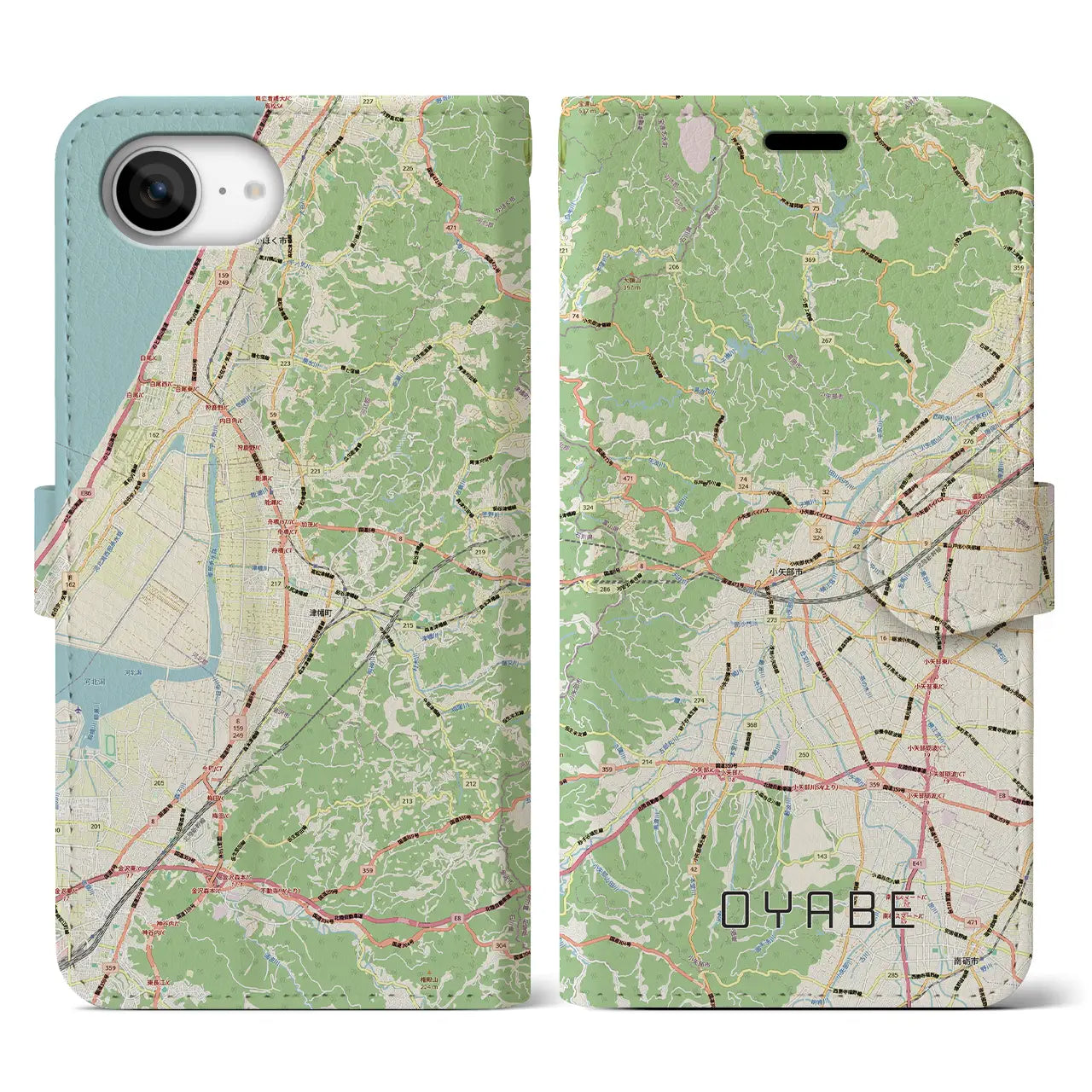 【小矢部(富山県)】地図柄iPhoneケース(手帳タイプ)