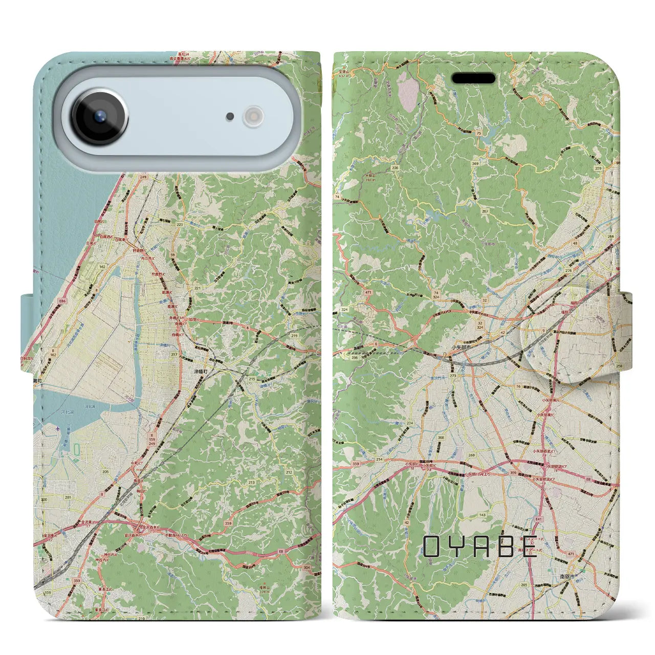 【小矢部(富山県)】地図柄iPhoneケース(手帳タイプ)