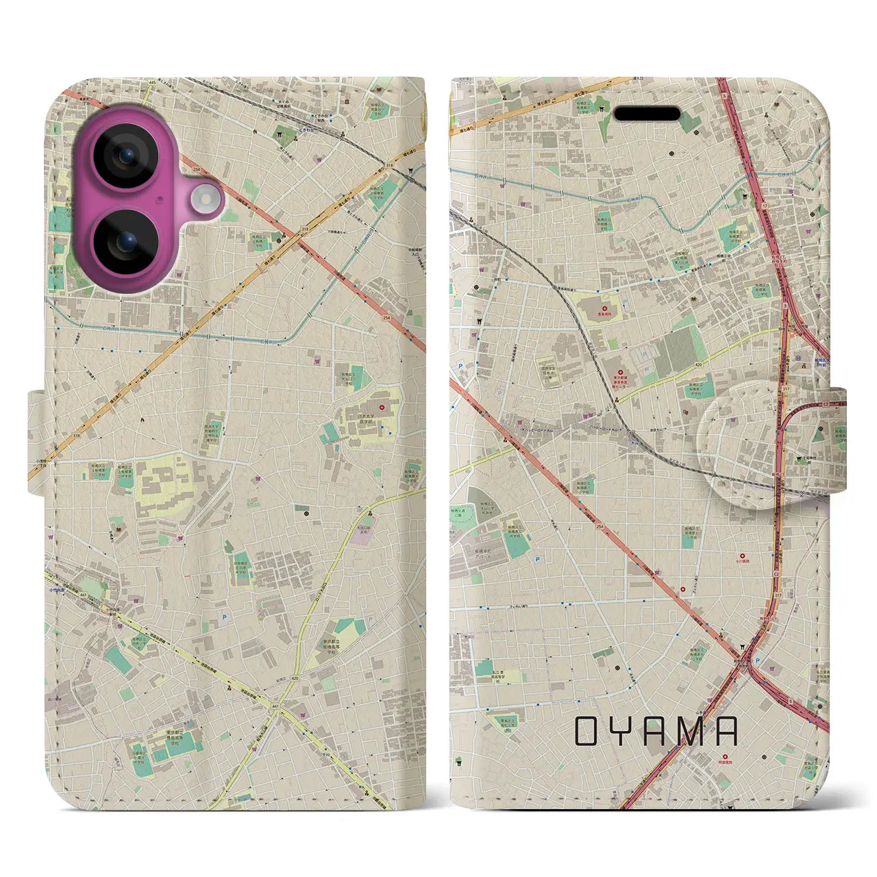 【大山(東京都)】地図柄iPhoneケース(手帳タイプ)