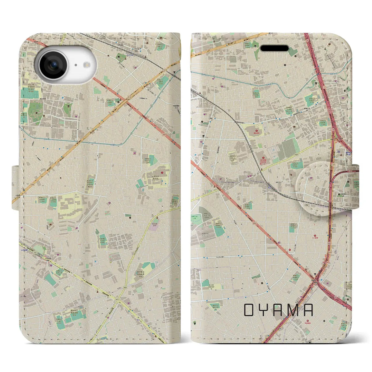 【大山(東京都)】地図柄iPhoneケース(手帳タイプ)