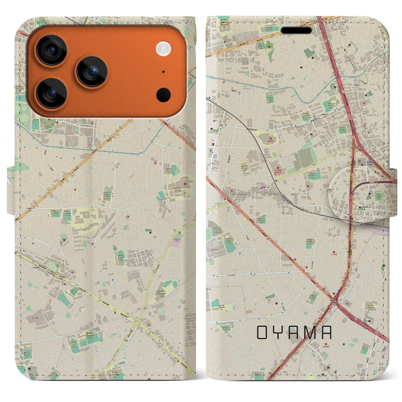 【大山(東京都)】地図柄iPhoneケース(手帳タイプ)