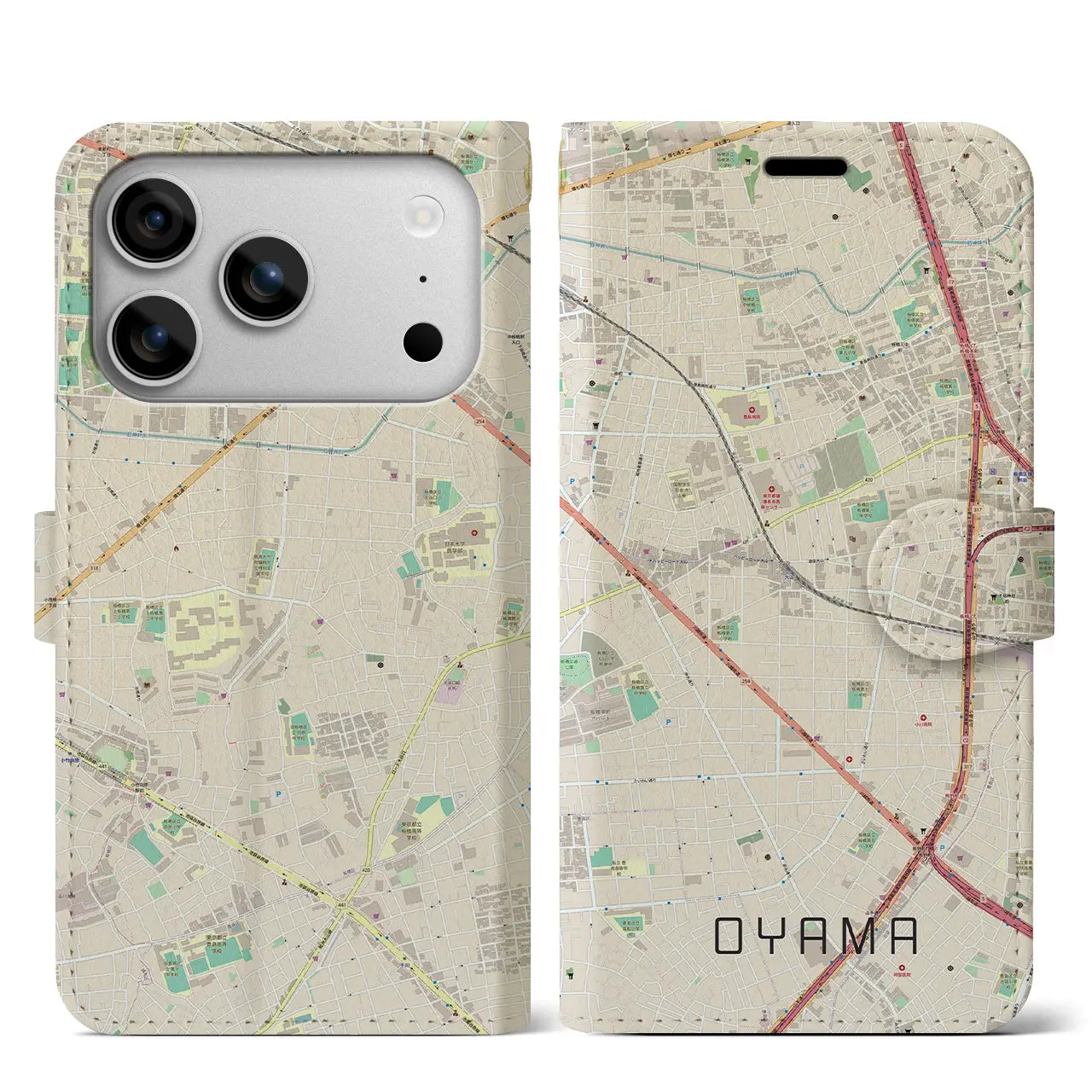【大山(東京都)】地図柄iPhoneケース(手帳タイプ)