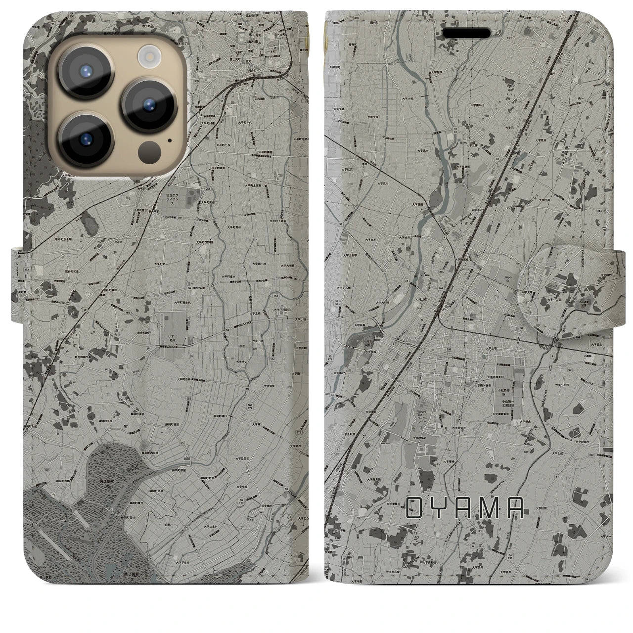 【小山(栃木県)】地図柄iPhoneケース(手帳タイプ)