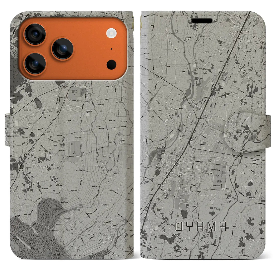 【小山(栃木県)】地図柄iPhoneケース(手帳タイプ)