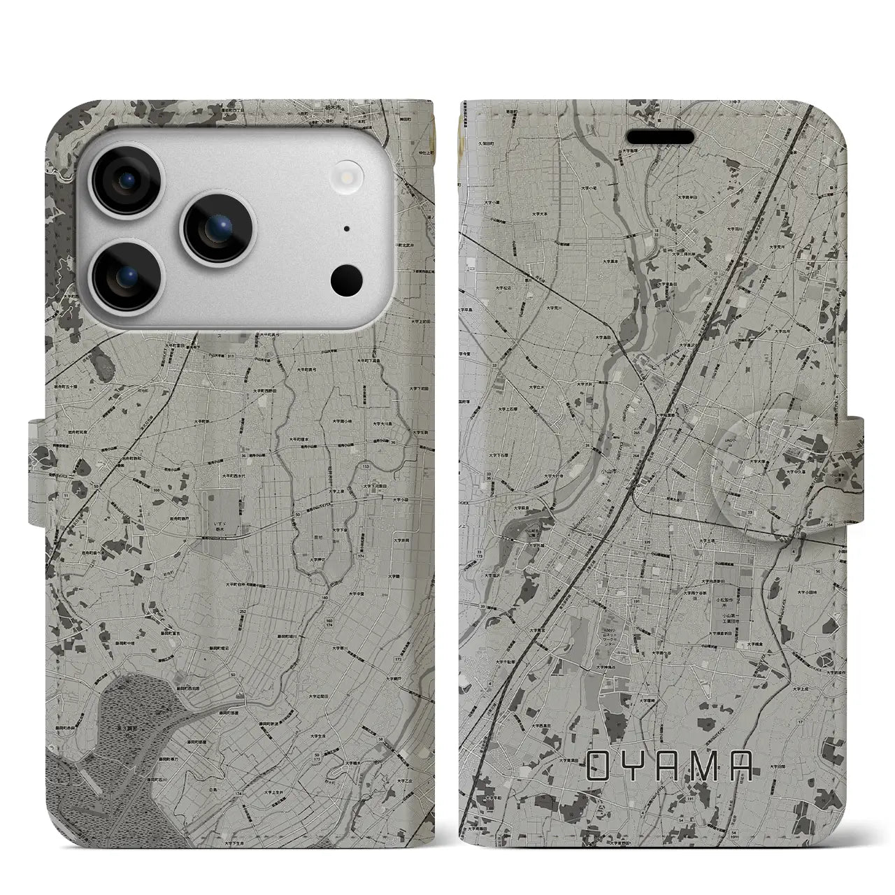 【小山(栃木県)】地図柄iPhoneケース(手帳タイプ)