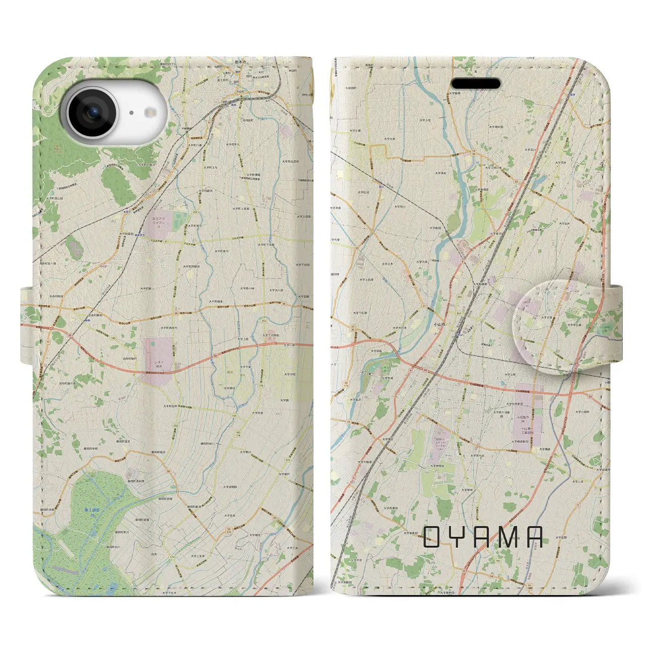 【小山(栃木県)】地図柄iPhoneケース(手帳タイプ)