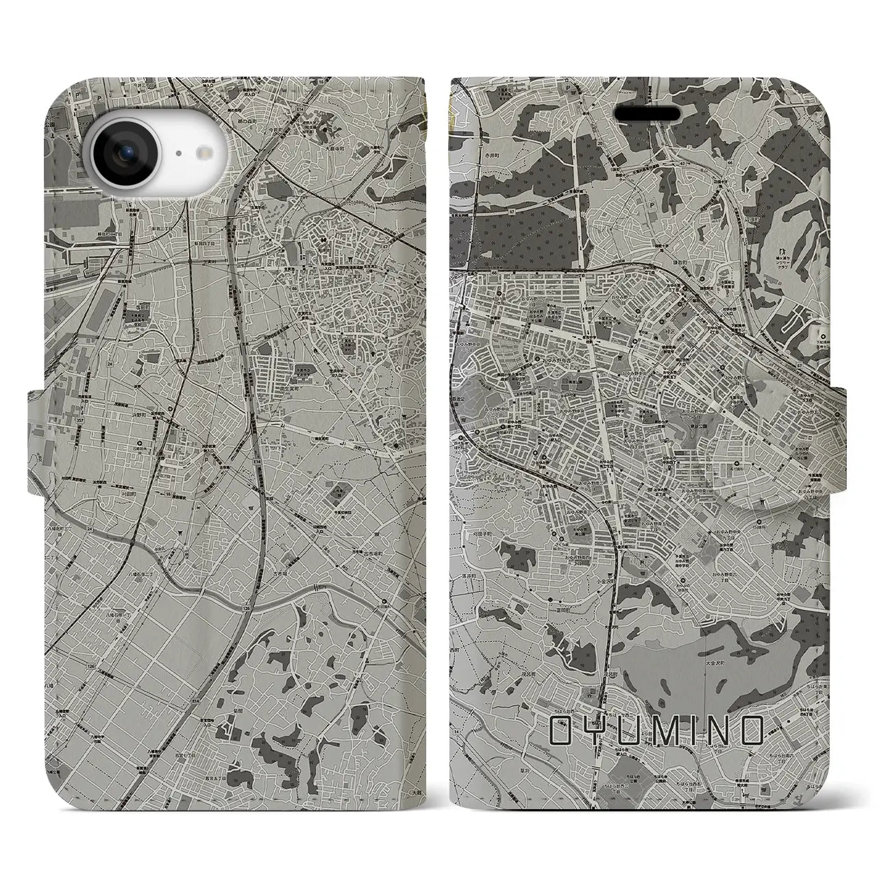 【おゆみ野(千葉県)】地図柄iPhoneケース(手帳タイプ)