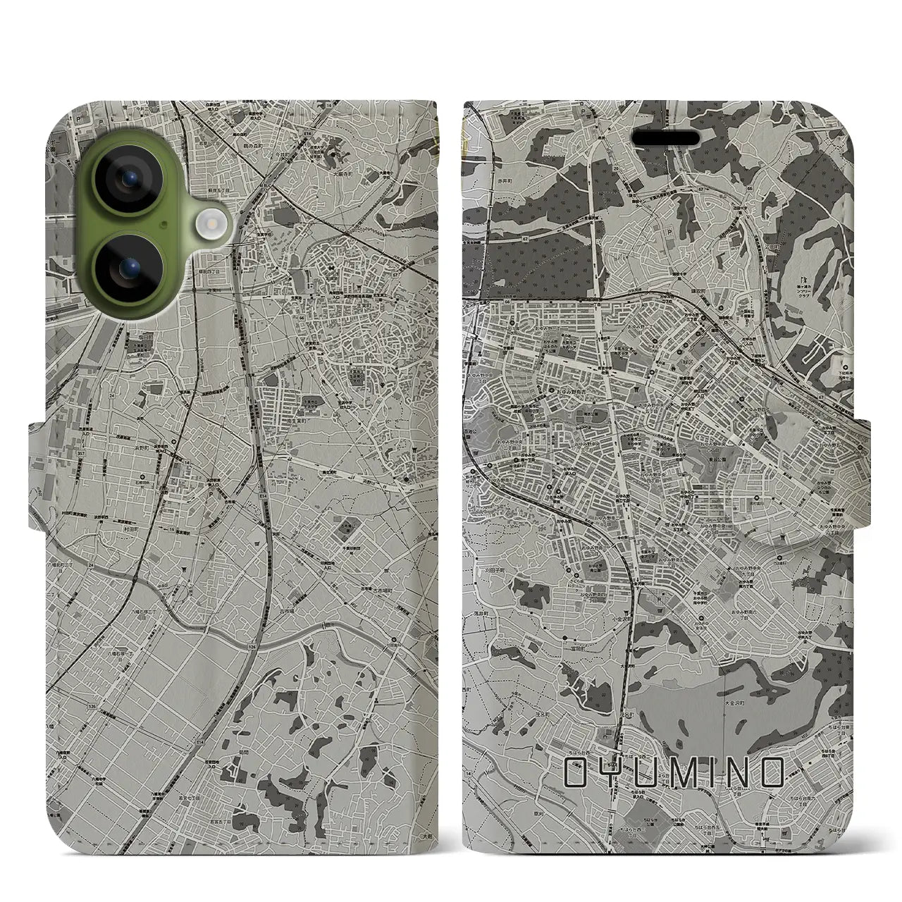 【おゆみ野(千葉県)】地図柄iPhoneケース(手帳タイプ)