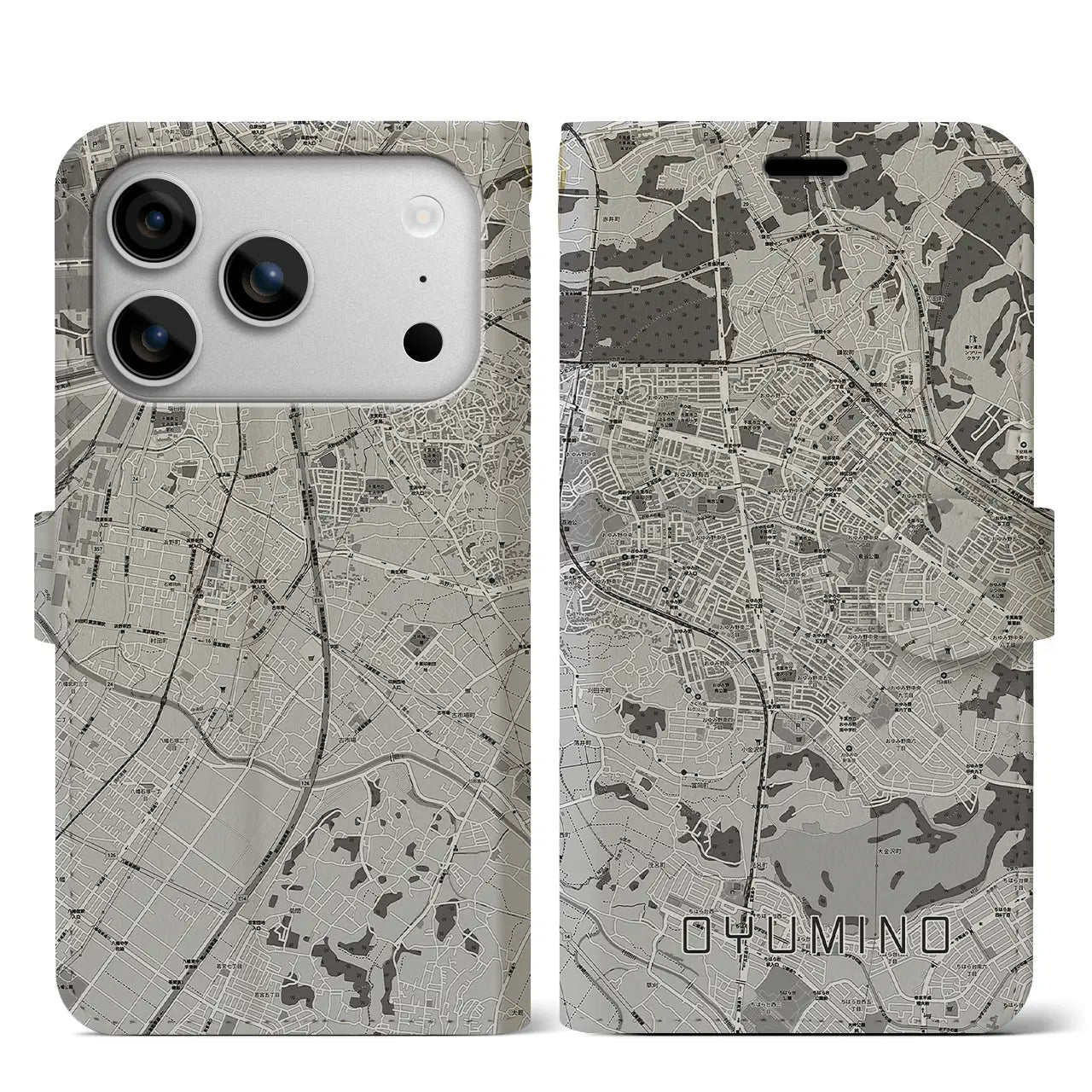 【おゆみ野(千葉県)】地図柄iPhoneケース(手帳タイプ)