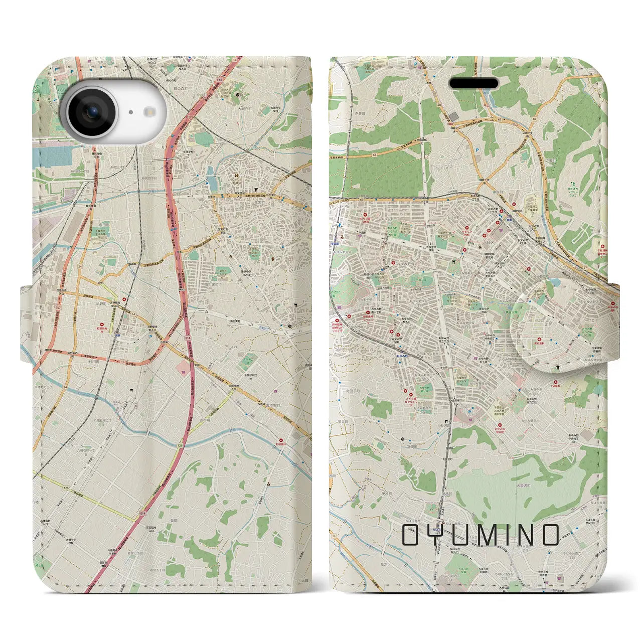 【おゆみ野(千葉県)】地図柄iPhoneケース(手帳タイプ)