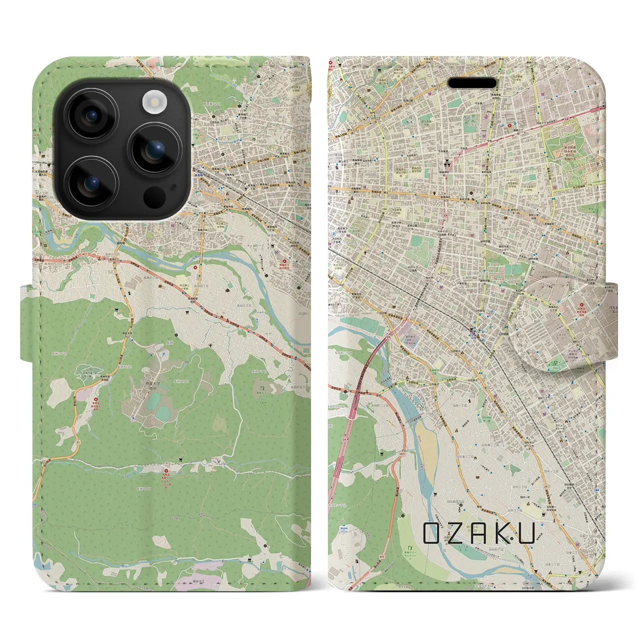 【小作(東京都)】地図柄iPhoneケース(手帳タイプ)ナチュラル・iPhone 16 用