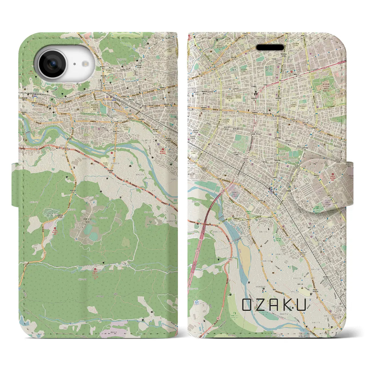 【小作(東京都)】地図柄iPhoneケース(手帳タイプ)