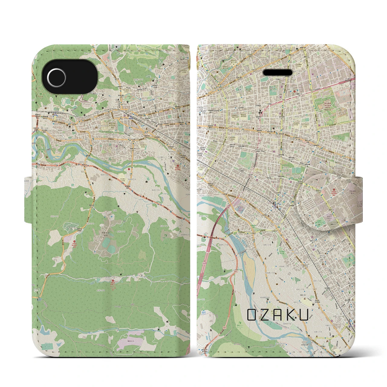 【小作(東京都)】地図柄iPhoneケース(手帳タイプ)