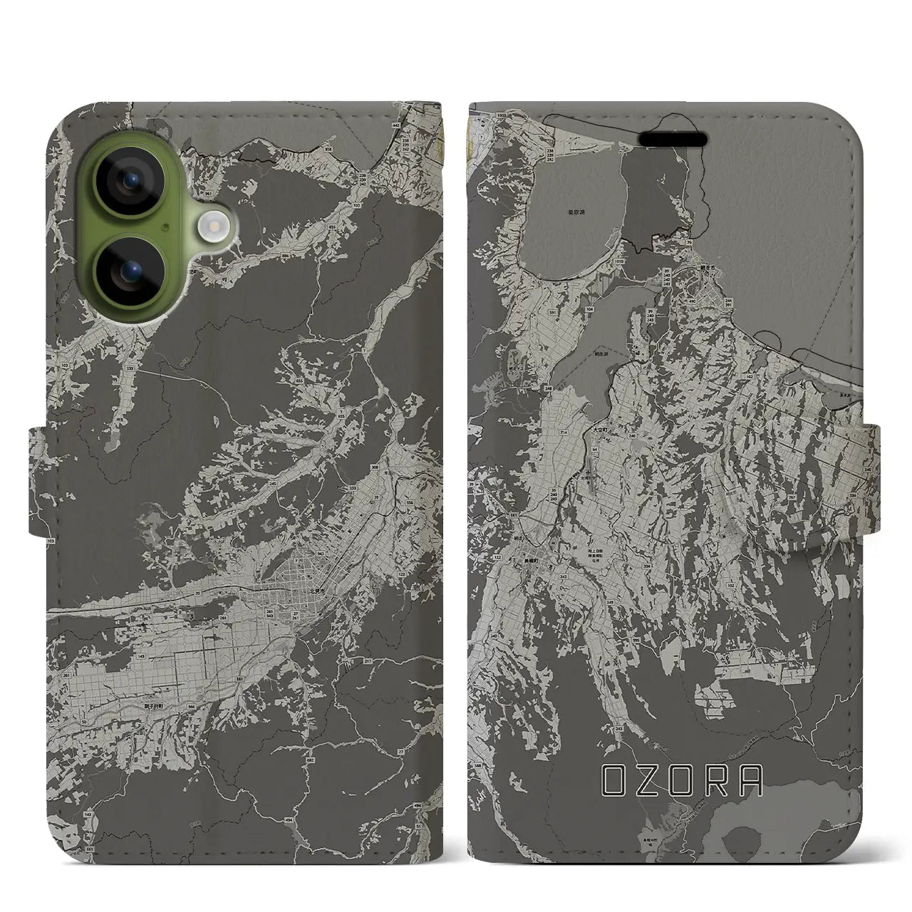 【大空(北海道)】地図柄iPhoneケース(手帳タイプ)