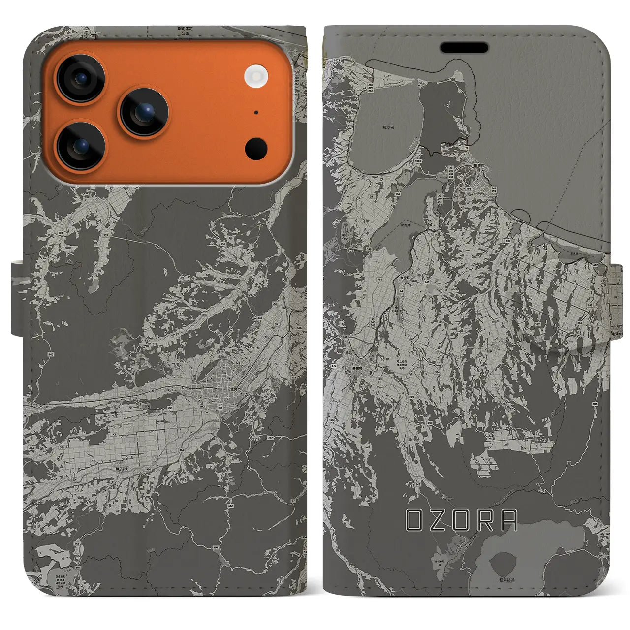 【大空(北海道)】地図柄iPhoneケース(手帳タイプ)