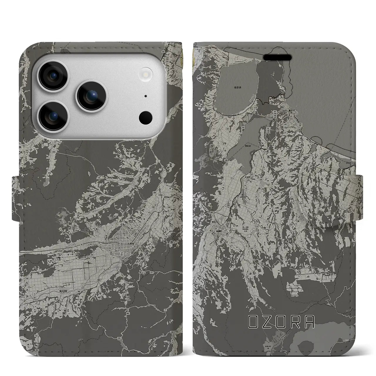 【大空(北海道)】地図柄iPhoneケース(手帳タイプ)