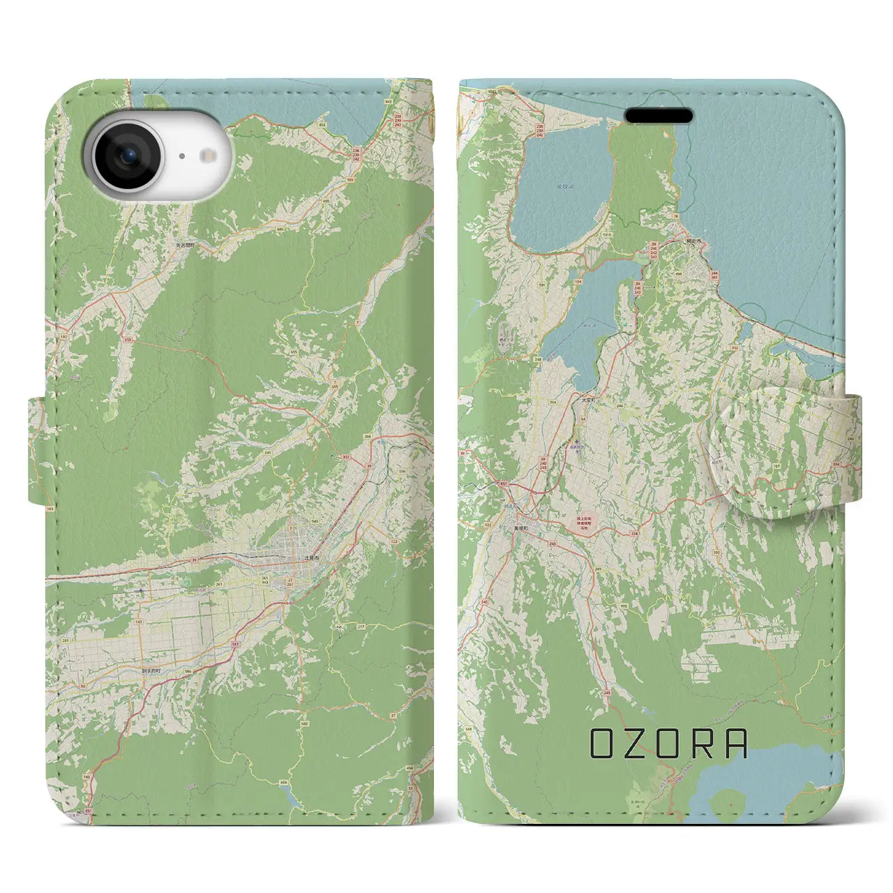 【大空(北海道)】地図柄iPhoneケース(手帳タイプ)