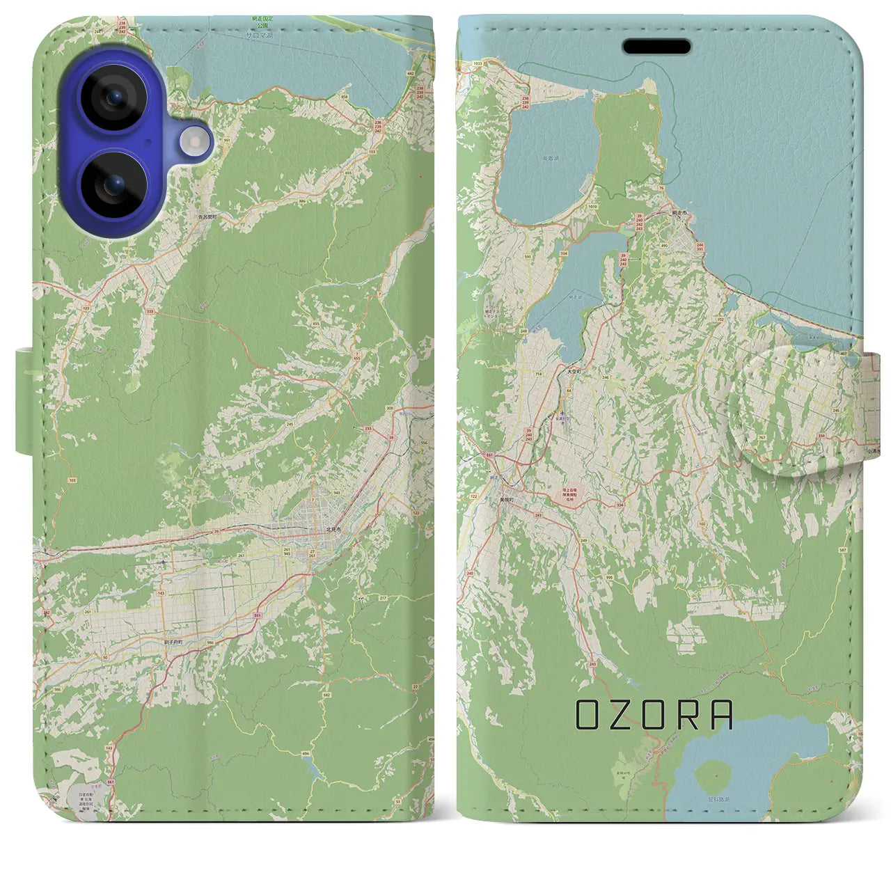 【大空(北海道)】地図柄iPhoneケース(手帳タイプ)
