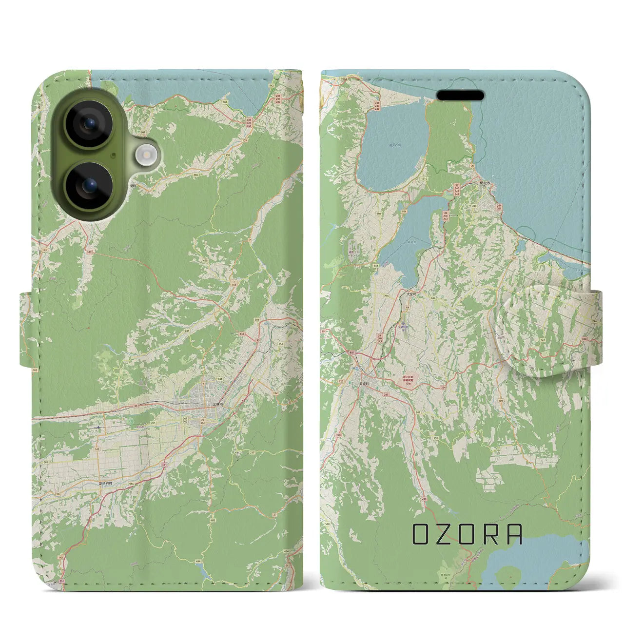 【大空(北海道)】地図柄iPhoneケース(手帳タイプ)ナチュラル・iPhone 17 Pro Max 用