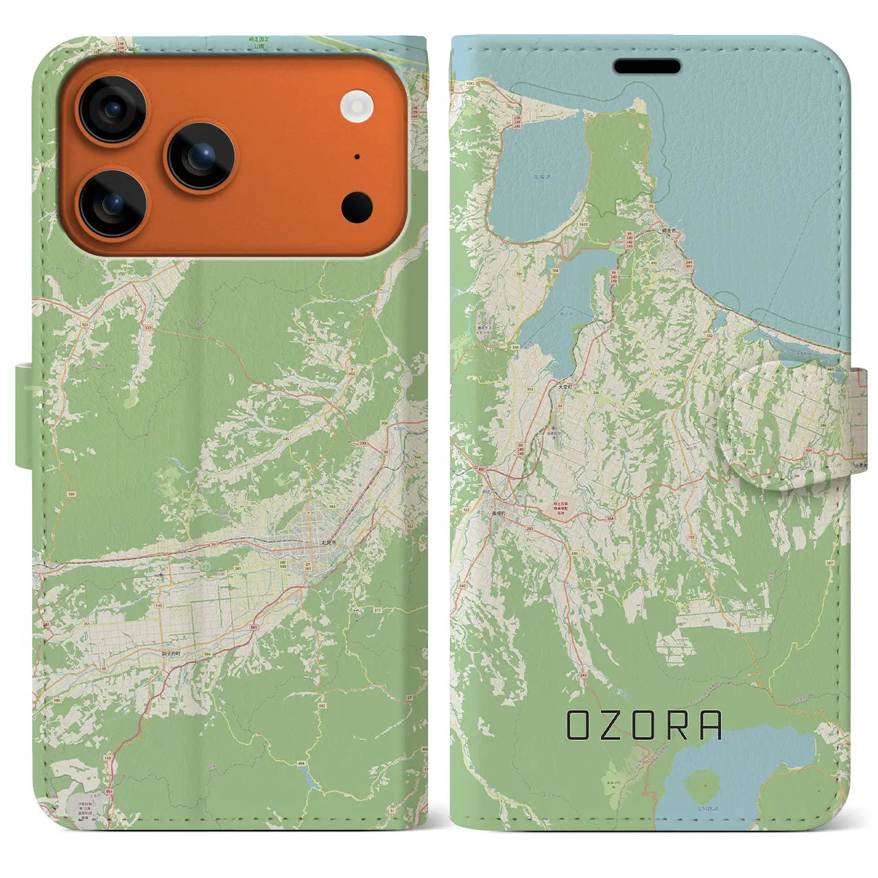 【大空(北海道)】地図柄iPhoneケース(手帳タイプ)