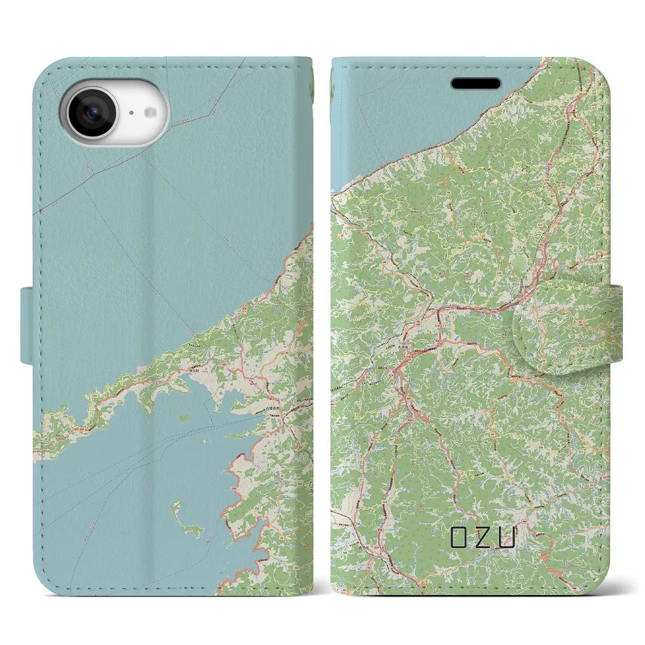 【大洲(愛媛県)】地図柄iPhoneケース(手帳タイプ)