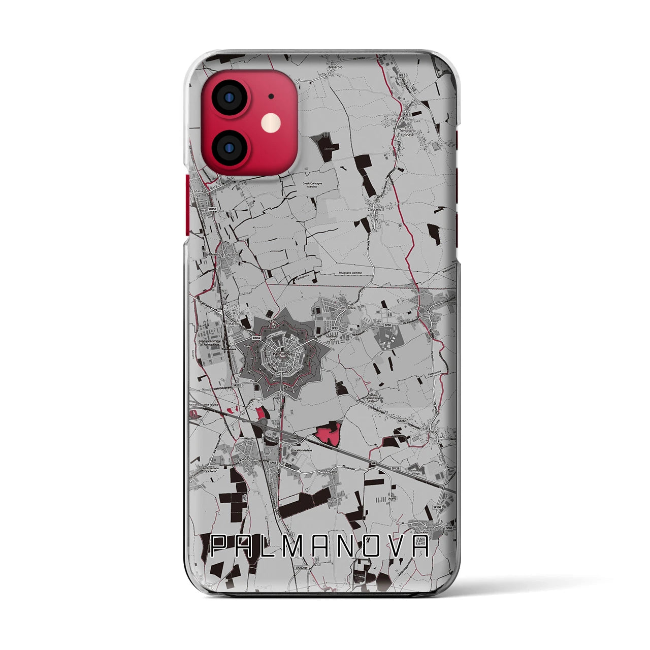 【パルマノーヴァ(イタリア)】地図柄iPhoneケース(クリアタイプ)モノトーン・iPhone 11 用