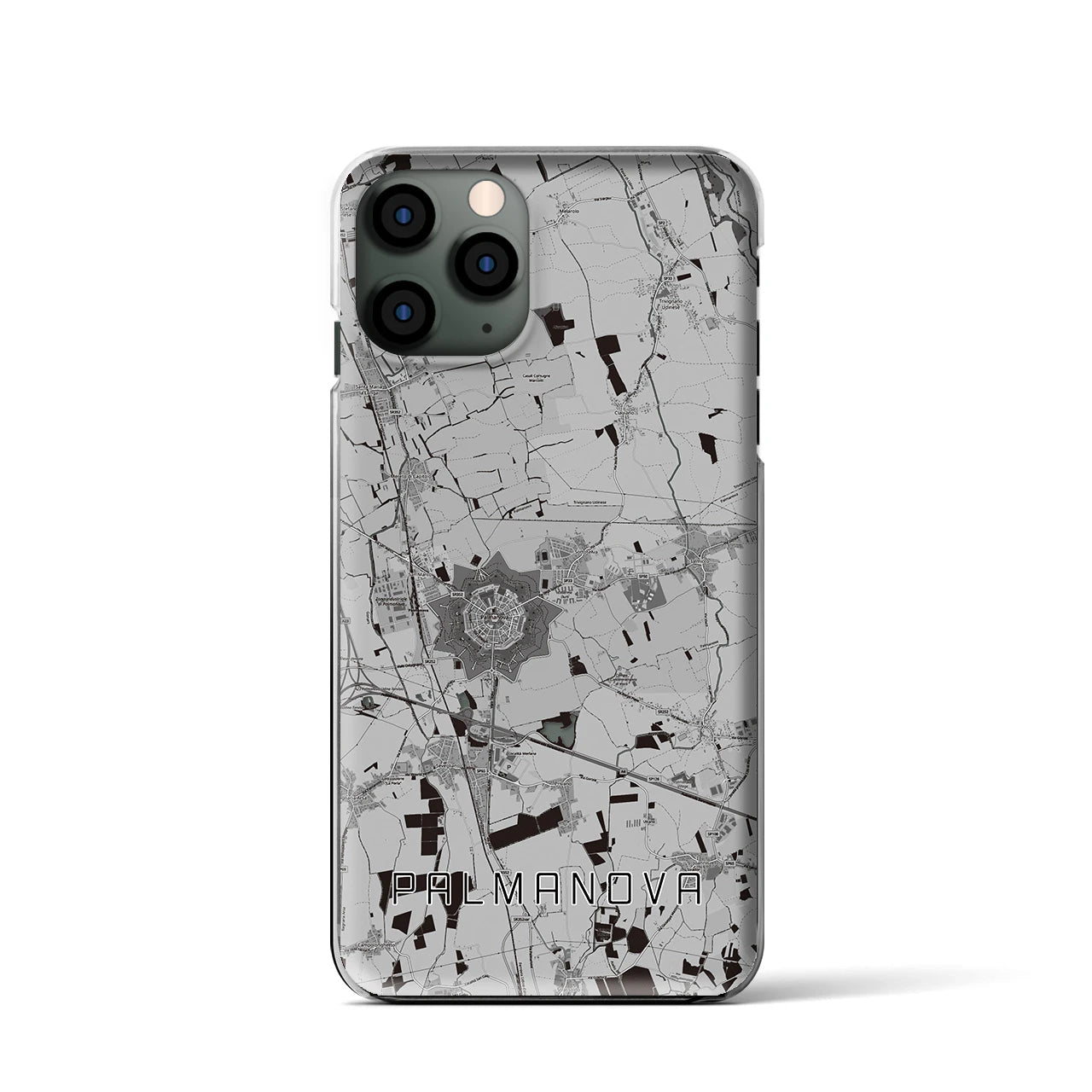 【パルマノーヴァ(イタリア)】地図柄iPhoneケース(クリアタイプ)モノトーン・iPhone 11 Pro 用
