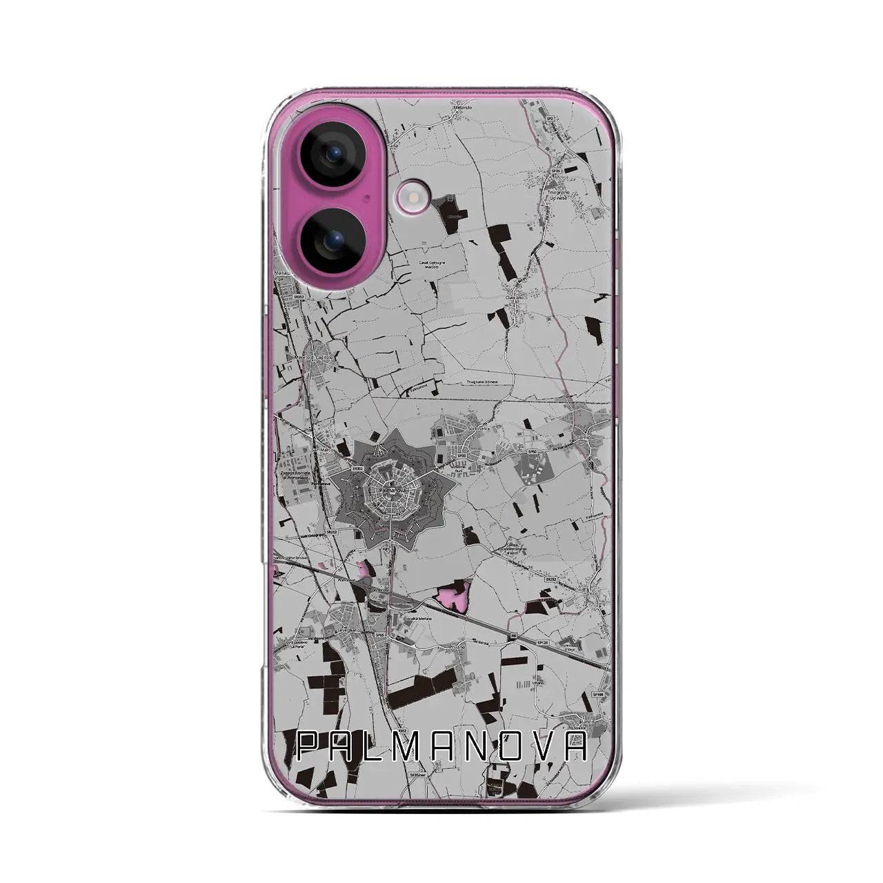 【パルマノーヴァ(イタリア)】地図柄iPhoneケース(クリアタイプ)モノトーン・iPhone 16 Pro 用