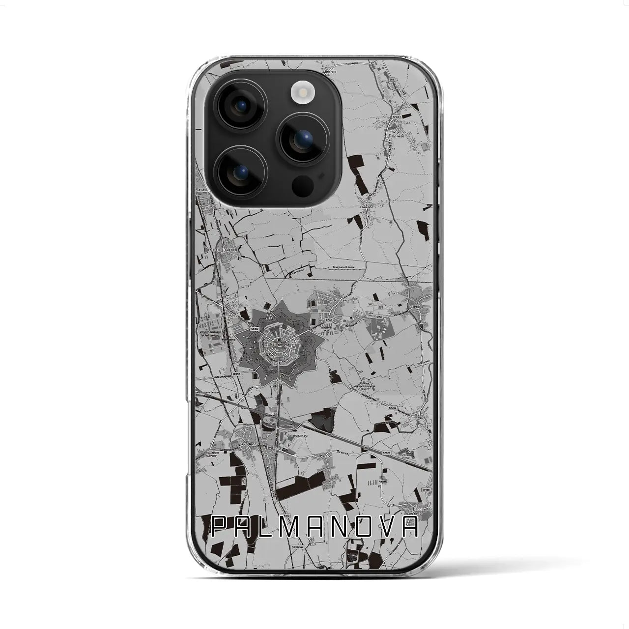 【パルマノーヴァ(イタリア)】地図柄iPhoneケース(クリアタイプ)モノトーン・iPhone 16 用