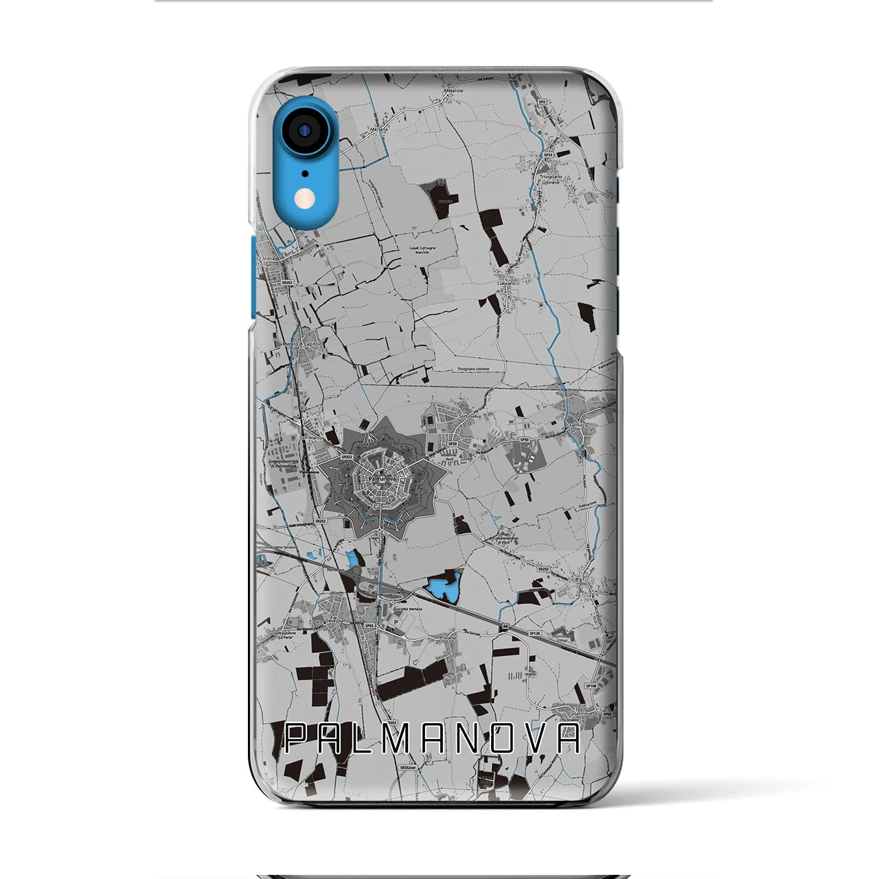 【パルマノーヴァ(イタリア)】地図柄iPhoneケース(クリアタイプ)モノトーン・iPhone XR 用