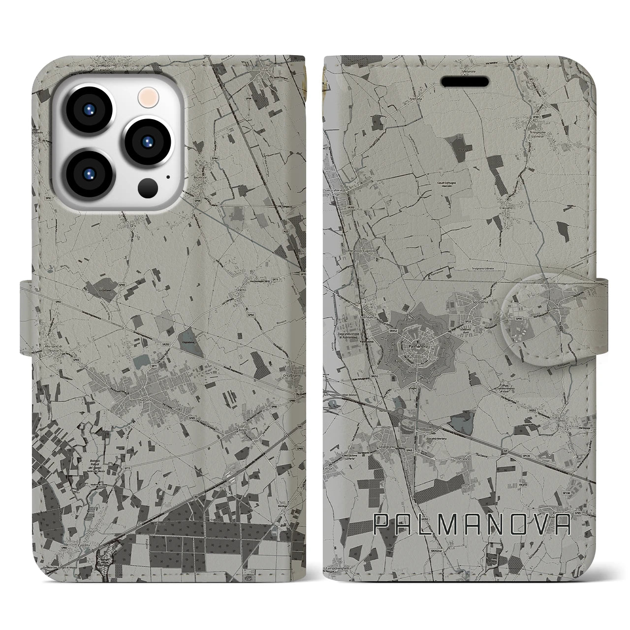 【パルマノーヴァ(イタリア)】地図柄iPhoneケース(手帳タイプ)