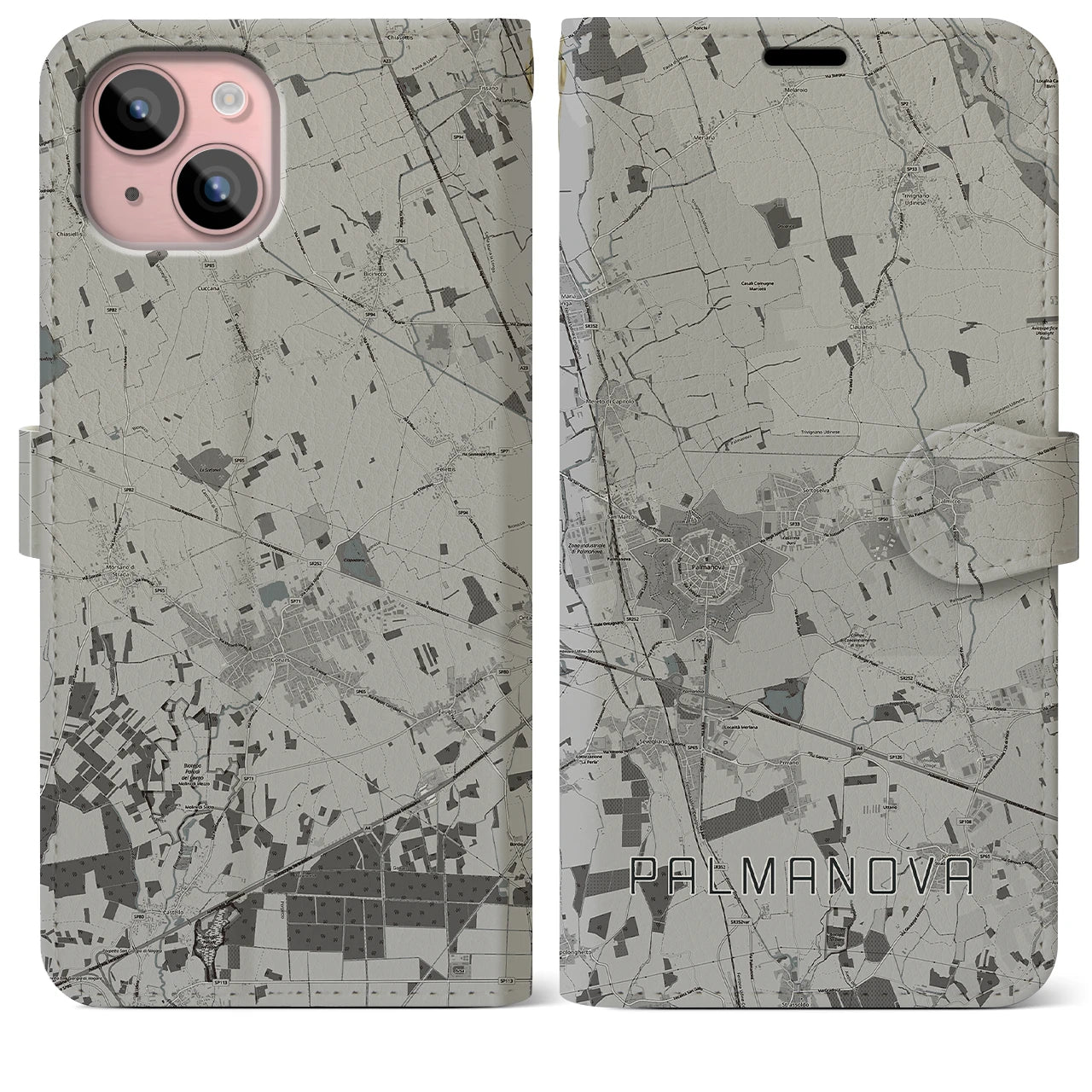 【パルマノーヴァ(イタリア)】地図柄iPhoneケース(手帳タイプ)