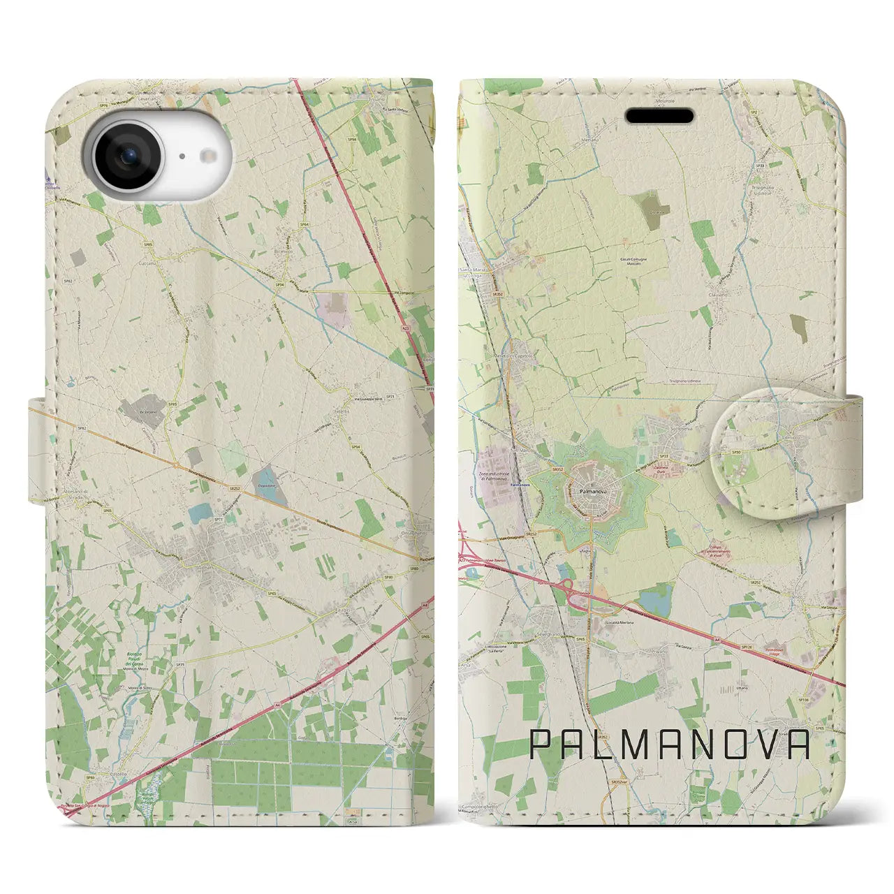 【パルマノーヴァ(イタリア)】地図柄iPhoneケース(手帳タイプ)