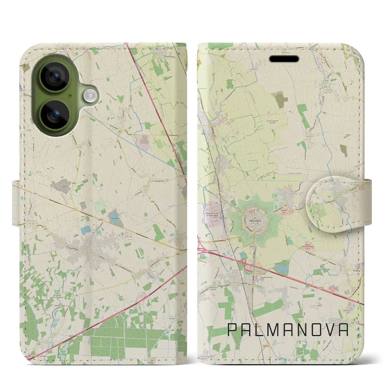 【パルマノーヴァ(イタリア)】地図柄iPhoneケース(手帳タイプ)