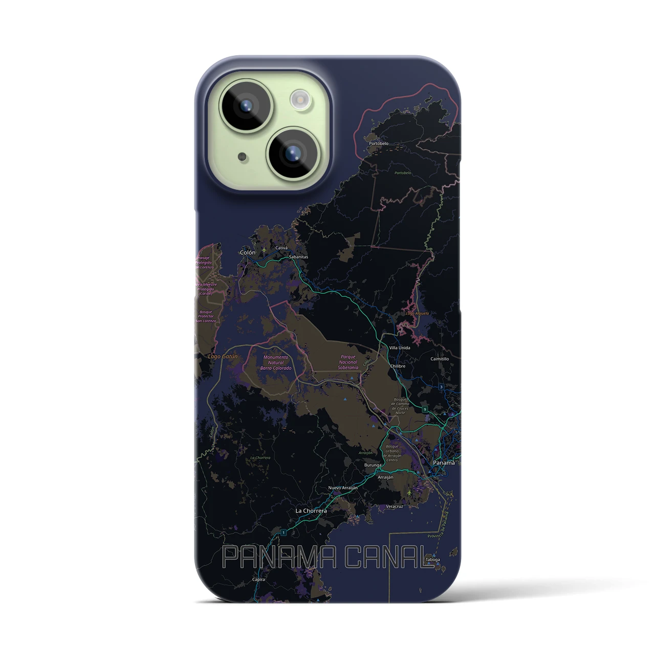 【パナマ運河(パナマ)】地図柄iPhoneケース(バックカバータイプ)