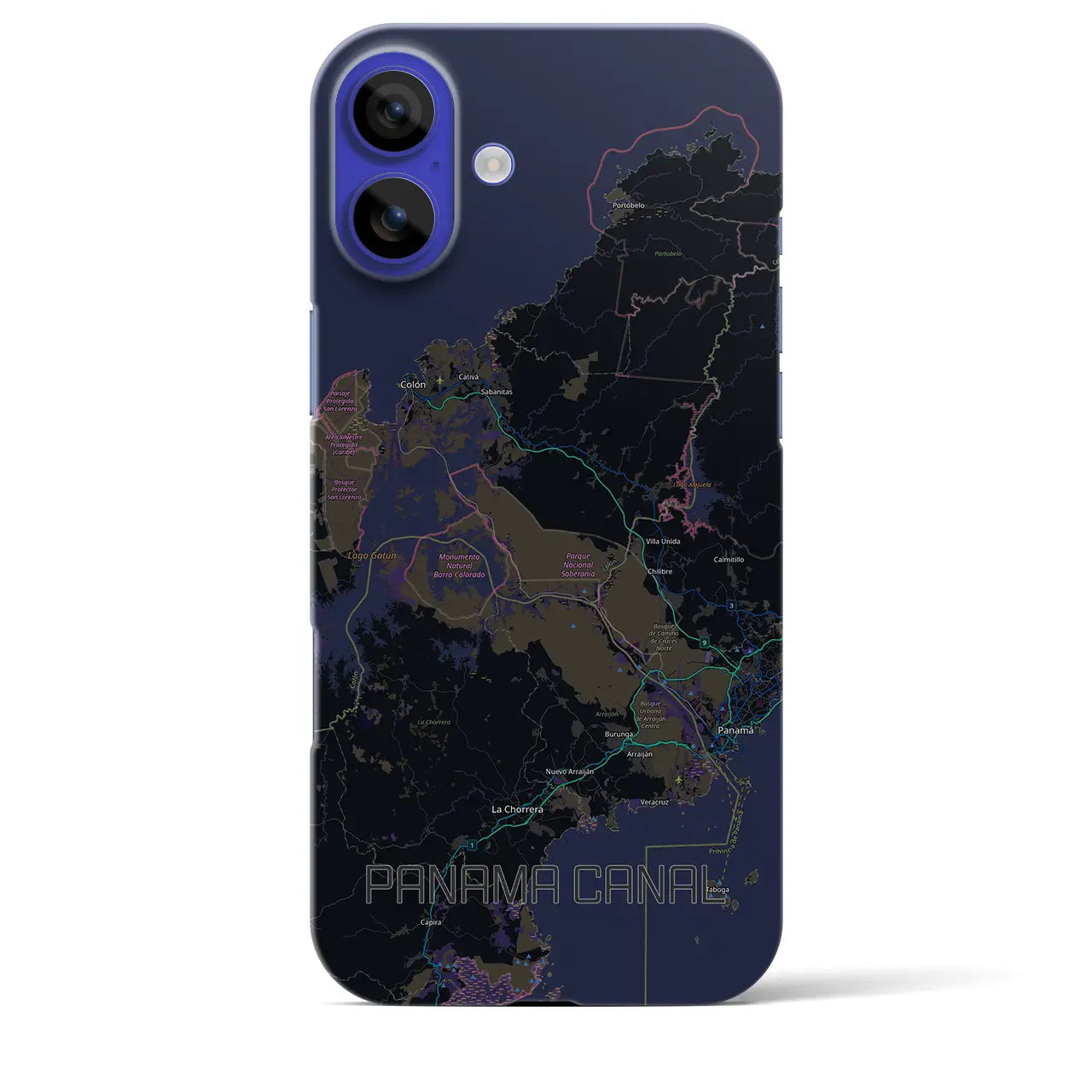 【パナマ運河(パナマ)】地図柄iPhoneケース(バックカバータイプ)