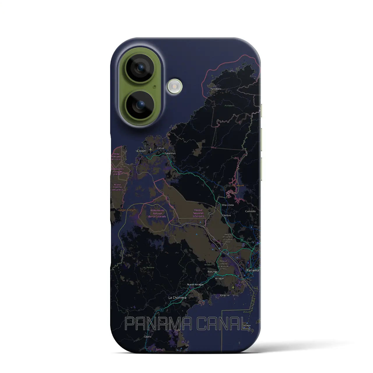 【パナマ運河(パナマ)】地図柄iPhoneケース(バックカバータイプ)