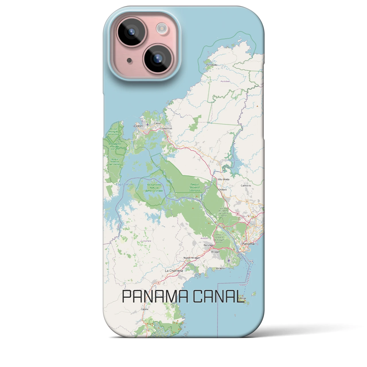 【パナマ運河(パナマ)】地図柄iPhoneケース(バックカバータイプ)