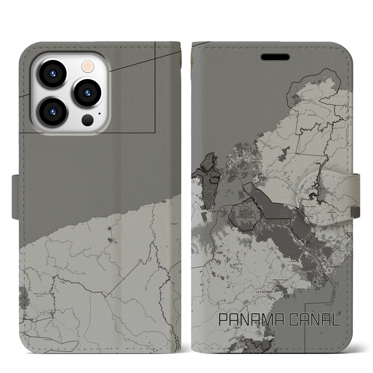 【パナマ運河(パナマ)】地図柄iPhoneケース(手帳タイプ)